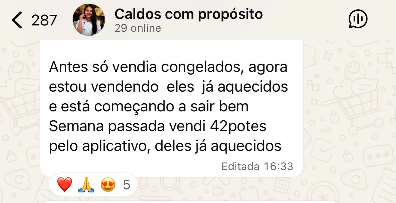 Print real de feedback recebido pela Delicaldos sobre atendimento e caldos