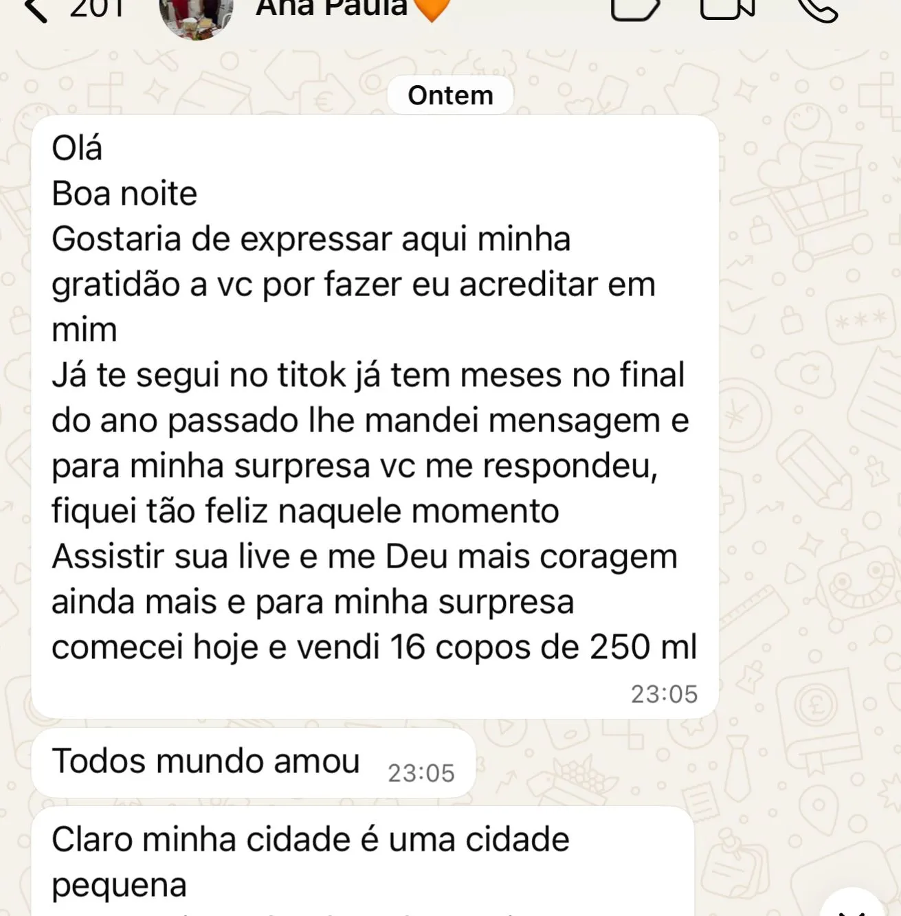 Print real de feedback recebido pela Delicaldos sobre qualidade dos caldos