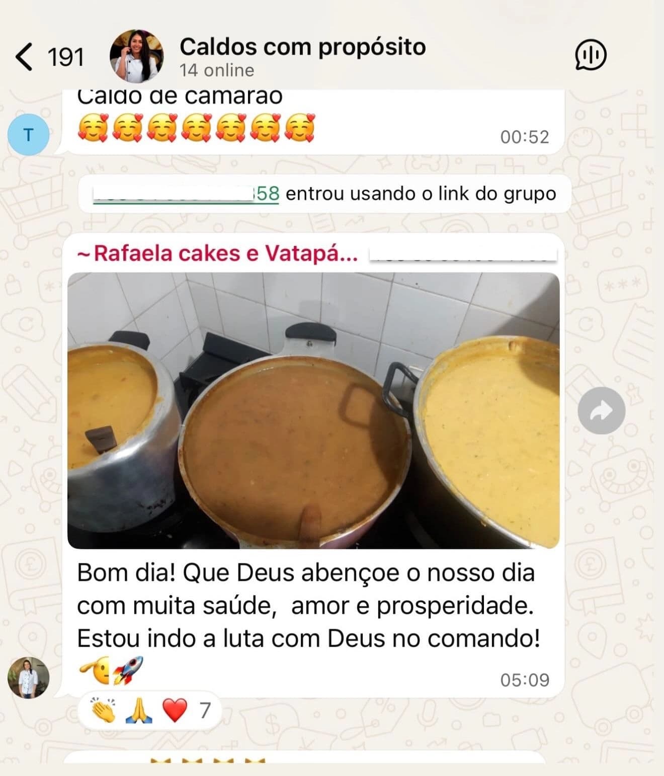 Print real de feedback recebido pela Delicaldos sobre caldos vendidos